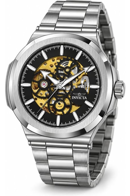Invicta Objet D Art 70001 Herrenuhr - Automatikwerk - Stahl mit schwarzem Zifferblatt - 43 mm - Image 1