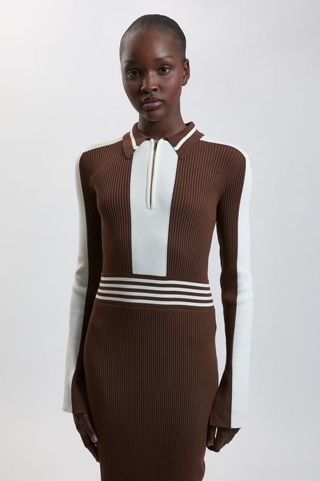 Rippstrick-Polokleid mit Reißverschluss in Midilänge - Image 2