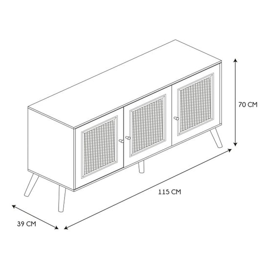 Home Deco Factory Bali Sideboard – 3 Türen – Rattan & Holz – 115 cm - Image 2
