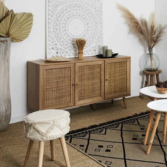 Home Deco Factory Bali Sideboard – 3 Türen – Rattan & Holz – 115 cm - Image 4