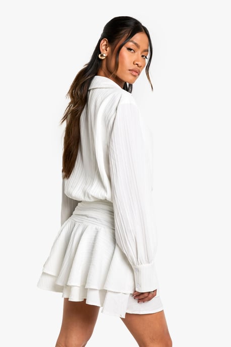 Strukturiertes Rüschen-Minikleid mit Volants - Image 2
