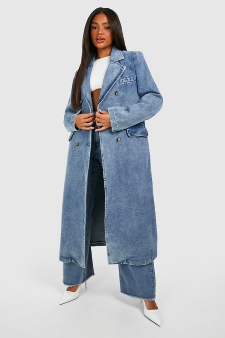 Boohoo Zweireihiger Denim-Trenchcoat - Image 1