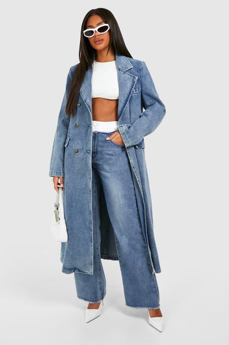 Boohoo Zweireihiger Denim-Trenchcoat - Image 3