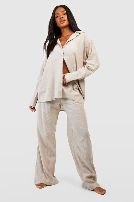 Baumwoll-Pyjamahose mit Ton-in-Ton-Nadelstreifen - Image 3