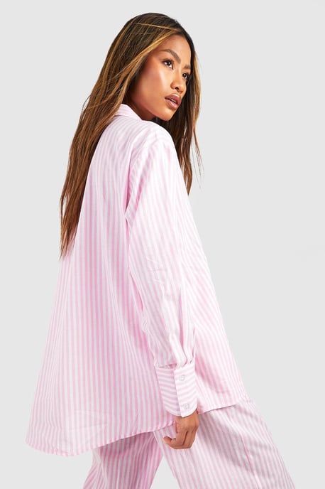 Boohoo Pyjamahemd aus Baumwolle mit Nadelstreifen und Oversize-Schnitt - Image 2