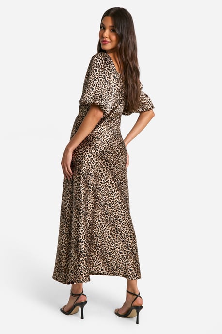 Leoparden-Midaxikleid mit Puffärmeln - Image 2
