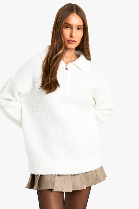 Bouclé-Strickpullover mit Kragendetail - Image 1