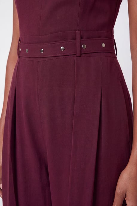 Taillierter Crêpe-Kilt-Jumpsuit mit Falten - Image 3