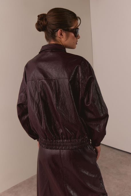 Warehouse Oversized Bomberjacke aus Kunstleder-Vinyl - Image 3