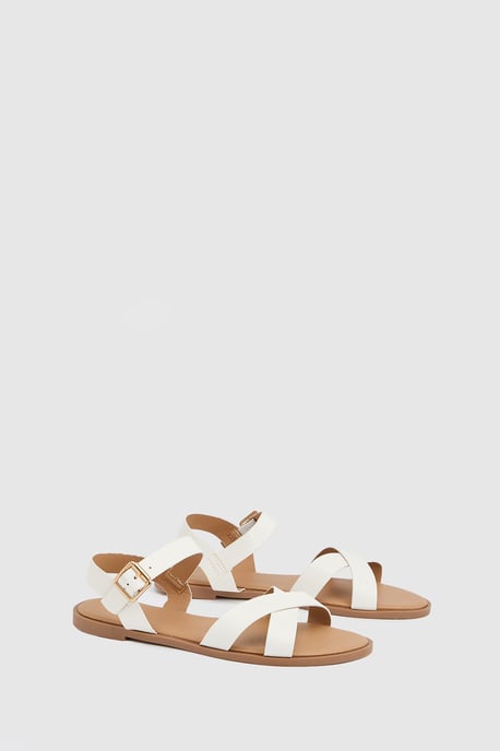 Wide Fit Florence Flache Sandalen aus Kunstleder mit gekreuzten Riemen - Image 2