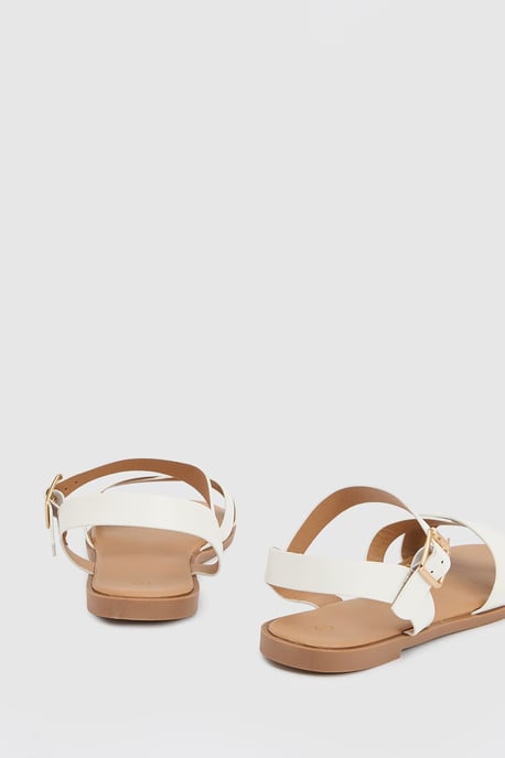 Wide Fit Florence Flache Sandalen aus Kunstleder mit gekreuzten Riemen - Image 3
