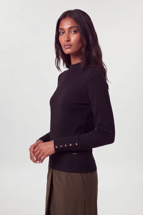 Forever Viskose-Mischgewebe-Strickpullover mit Stehkragen - Image 3