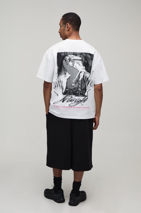 Afterlight Skull Print Oversized Kurzarm-T-Shirt - Image 3