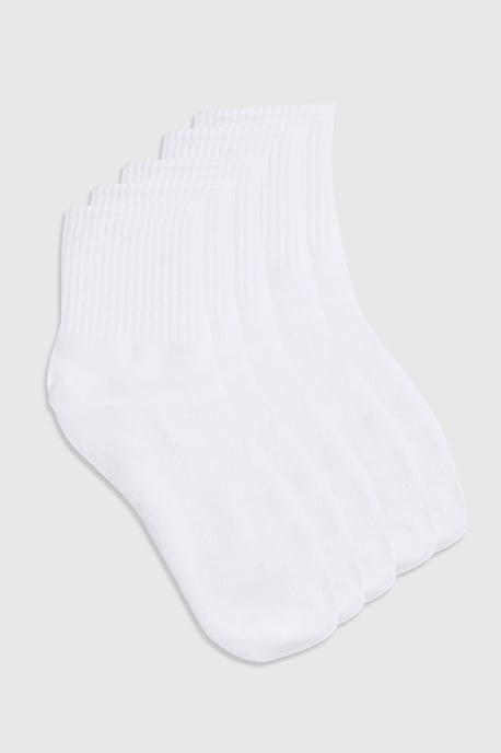 Weiße Sportsocken im Rundstrick, 5er-Pack - Image 1