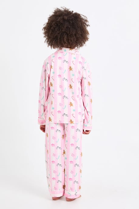 Boohoo Kinder-Pyjama-Set für die ganze Familie mit Lebkuchenmann-Print, superweich, Langarmshirt und Hose - Image 2