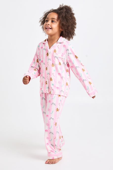 Boohoo Kinder-Pyjama-Set für die ganze Familie mit Lebkuchenmann-Print, superweich, Langarmshirt und Hose - Image 3