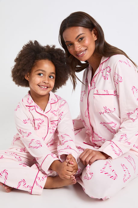 Kinder-Pyjama-Set für die ganze Familie mit Zuckerstangen-Print, superweich, Langarmshirt und Hose - Image 1