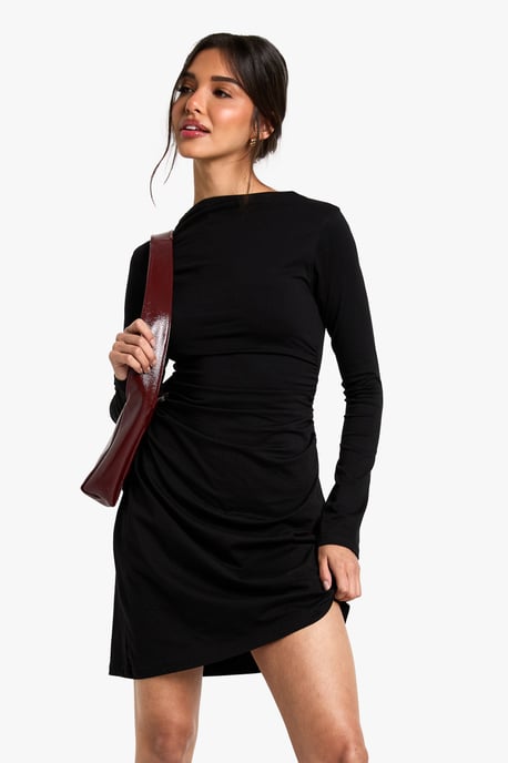 Minikleid mit Raffungen und Schlitz-Ausschnitt - Image 1