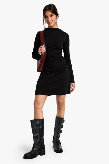 Minikleid mit Raffungen und Schlitz-Ausschnitt - Image 3