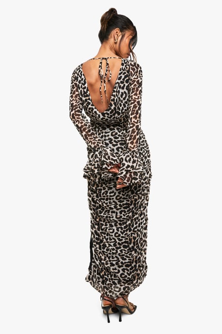 Leoparden-Chiffonkleid mit Rüschen, Midaxi - Image 2