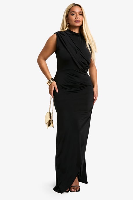 Boohoo Plus Slinky Maxikleid mit Wickeldetail - Image 1
