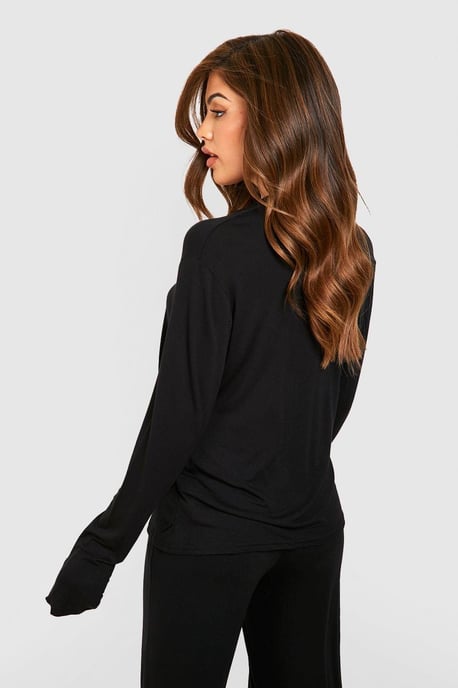 Jersey-Pyjamashirt mit langen Ärmeln und Knopfleiste - Image 2