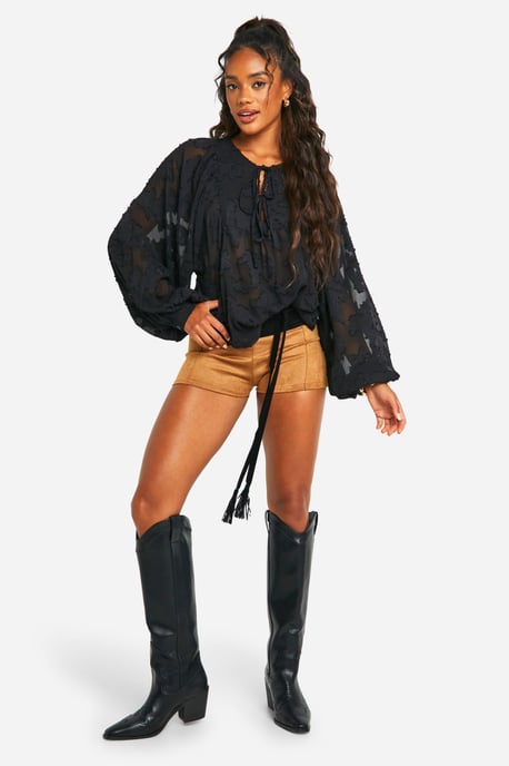 Boohoo Bluse mit floralem Burnout-Muster im Boho-Stil - Image 3