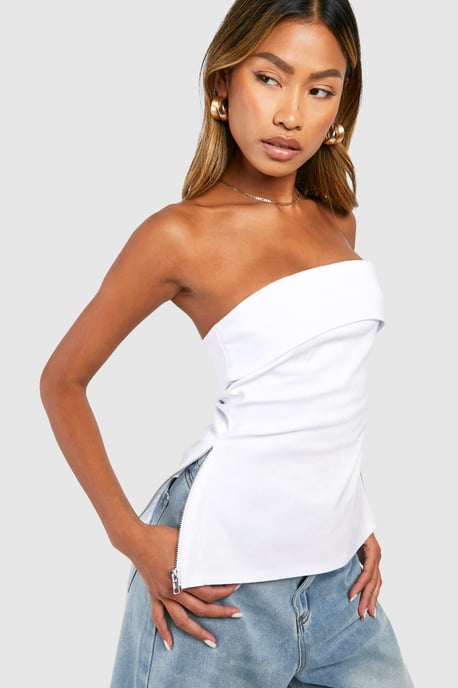 Bengaline Korsett-Top in Longline-Passform mit Schlitzsaum - Image 1
