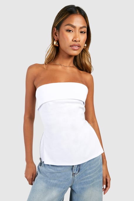 Bengaline Korsett-Top in Longline-Passform mit Schlitzsaum - Image 3