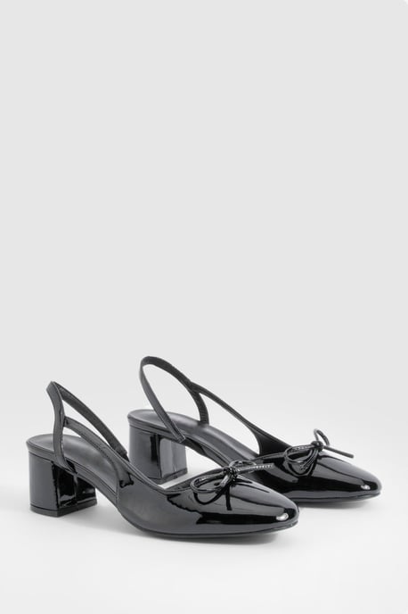 Boohoo Ballerinas mit Slingback-Riemchen, Schleife und niedrigem Blockabsatz - Image 2