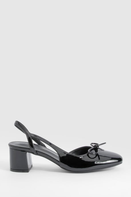 Boohoo Ballerinas mit Slingback-Riemchen, Schleife und niedrigem Blockabsatz - Image 3