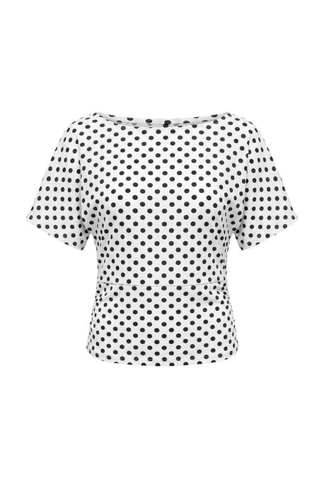 TRENDYOLMİLLA Damen Ecru Gepunktet Kurz Tailliert Blusen - Image 4