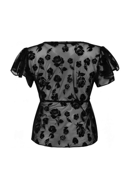 Trendyol Curve Damen Schwarz Geblümt Kurz Tailliert Große Größen Blusen - Image 5