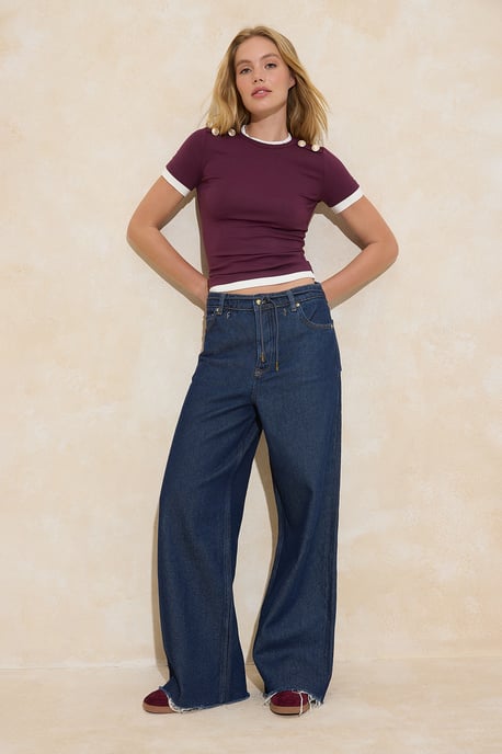 TRENDYOLMİLLA Damen Lila Colour-Block Kurz Tailliert Blusen - Image 4