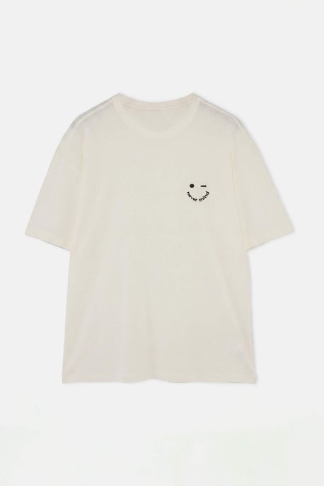 TRENDYOL MAN Herren Ecru Slogan Kurz Oversize T-Shirts - Image 2