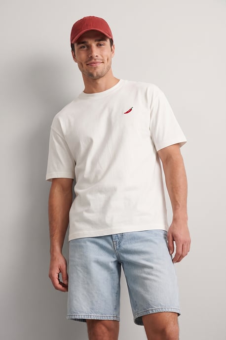 TRENDYOL MAN Jungen Ecru Bestickt Kurz Oversize T-Shirts - Image 6