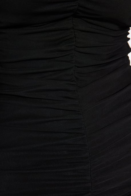 TRENDYOLMİLLA Damen Schwarz Einfarbig Kurz / Mini Lang Elegant/Abend Bodycon Kleider - Image 4