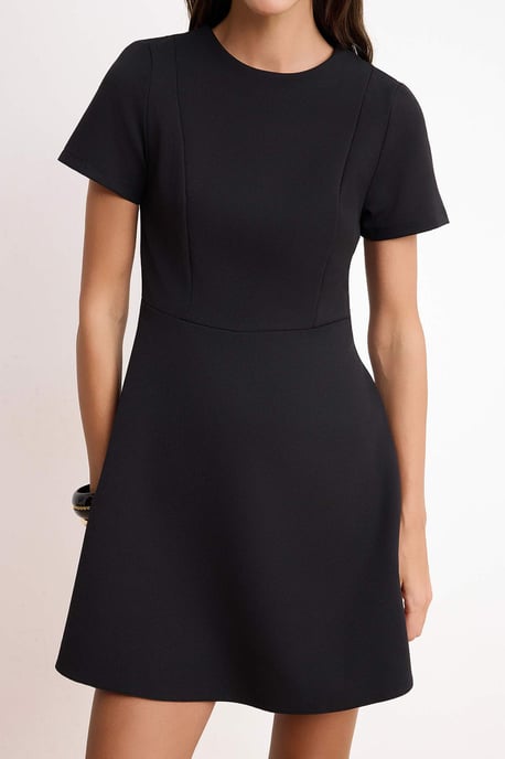 TRENDYOLMİLLA Damen Schwarz Einfarbig Kurz / Mini Kurz Skater Kleider - Image 3