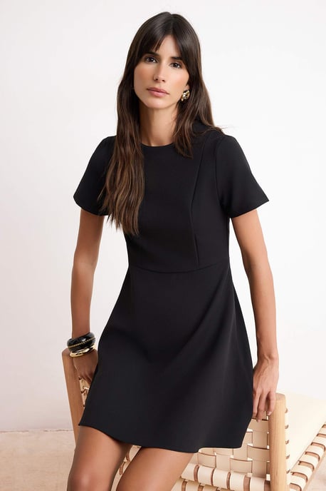 TRENDYOLMİLLA Damen Schwarz Einfarbig Kurz / Mini Kurz Skater Kleider - Image 5