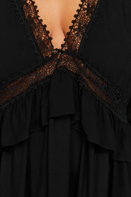 Trendyol Curve Damen Schwarz Einfarbig Kurz / Mini Lang Strandmode A-Linie Große Größen Kleid - Image 4