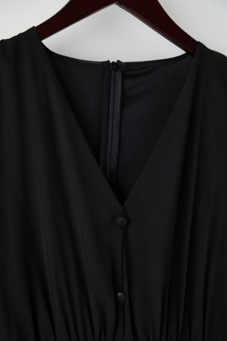 Trendyol Curve Damen Schwarz Einfarbig Kurz / Mini Lang Abend / Alltag Skater Große Größen Kleid - Image 5