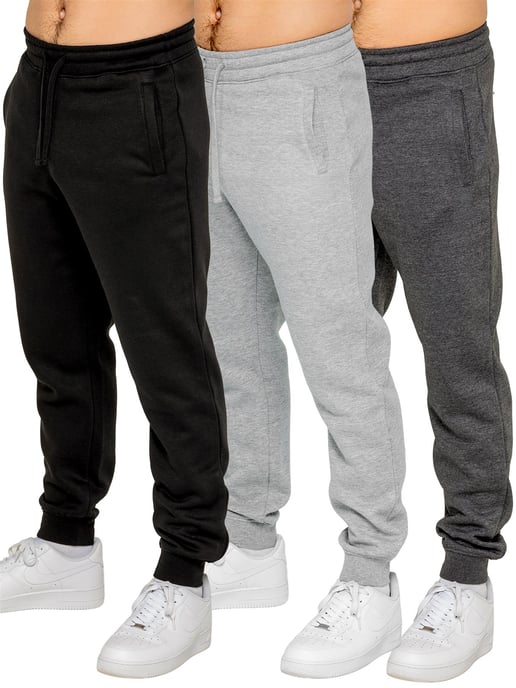 Kruze | 3er-Pack Herren-Fleece-Jogginghosen – BLK/GRY/CHAR - Image 1