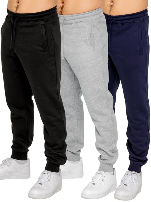 Kruze | 3er-Pack Herren-Fleece-Jogginghosen – BLK/GRY/NVY - Image 1