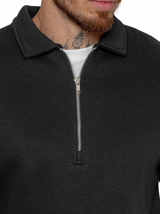 Enzo Milano Herren-Sweatshirt mit halbem Reißverschluss und Polokragen - Image 2