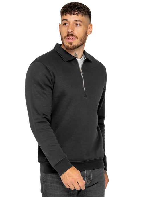 Enzo Milano Herren-Sweatshirt mit halbem Reißverschluss und Polokragen - Image 3