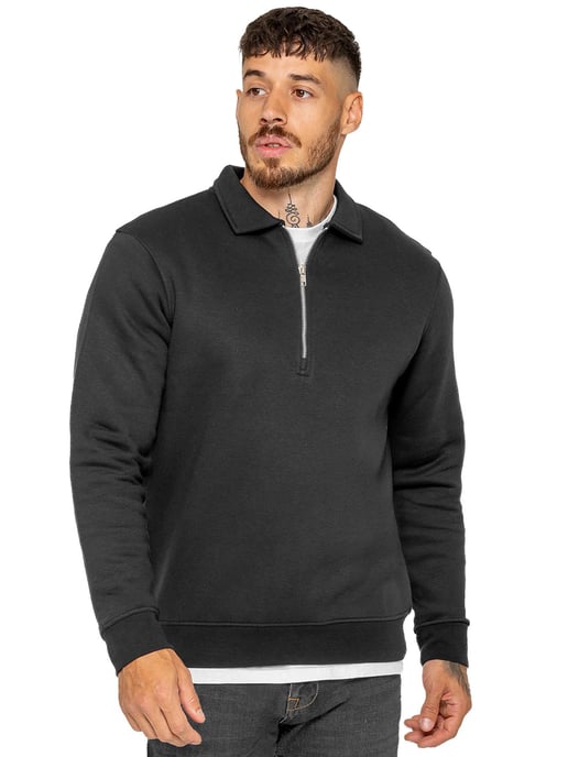 Enzo Milano Herren-Sweatshirt mit halbem Reißverschluss und Polokragen - Image 4