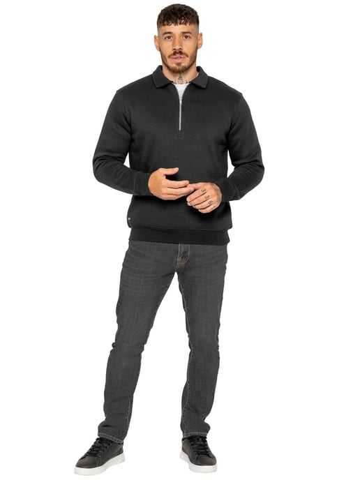Enzo Milano Herren-Sweatshirt mit halbem Reißverschluss und Polokragen - Image 5