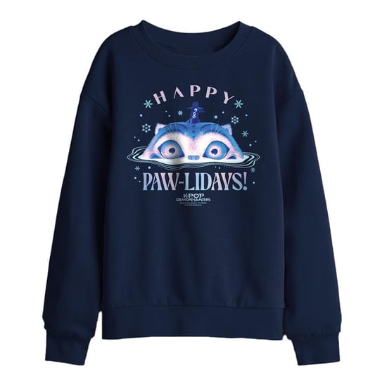 K-Pop Demon Hunters - "Happy Pawlidays" Sweatshirt für Kinder, weihnachtliches Design (Marine) - Image 1