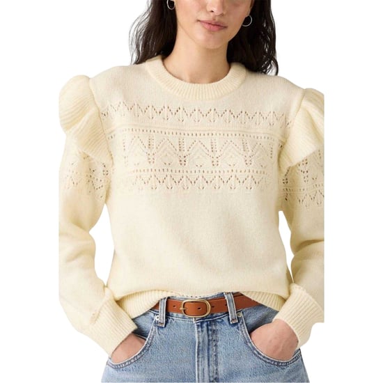Levis - "Shane" Pullover Top für Damen, Pointelle-Stoff, Flatter-Ärmel (Tofu) - Image 4