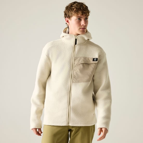 Dare 2B - "Firn" Fleecejacke für Herren, mit Kapuze, Teddyfleece (Mandelmilch) - Image 1